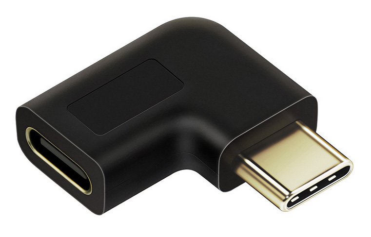 CABLETIME αντάπτορας USB Type-C αρσενικό σε θηλυκό, γωνιακός, μαύρος