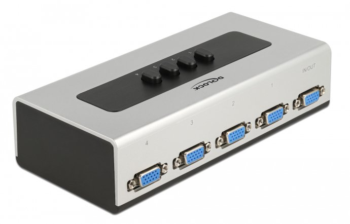 DELOCK VGA switch 87759, 4 σε 1, bidirectional, 1080p/60Hz, ασημί