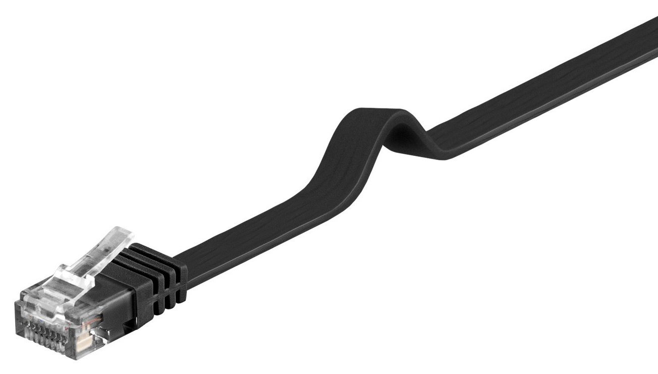 GOOBAY καλώδιο δικτύου 95381, CAT6 U/UTP, flat, copper, 10m, μαύρο