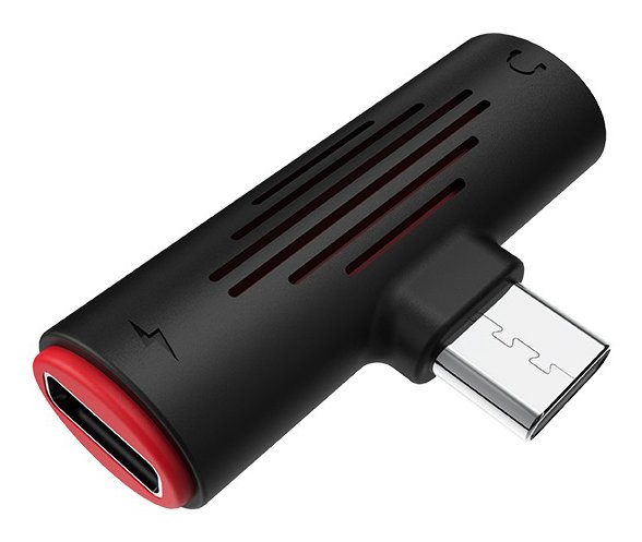 BOROFONE αντάπτορας BV8C 2in1, Type-C σε Type-C & 3.5mm, μαύρος