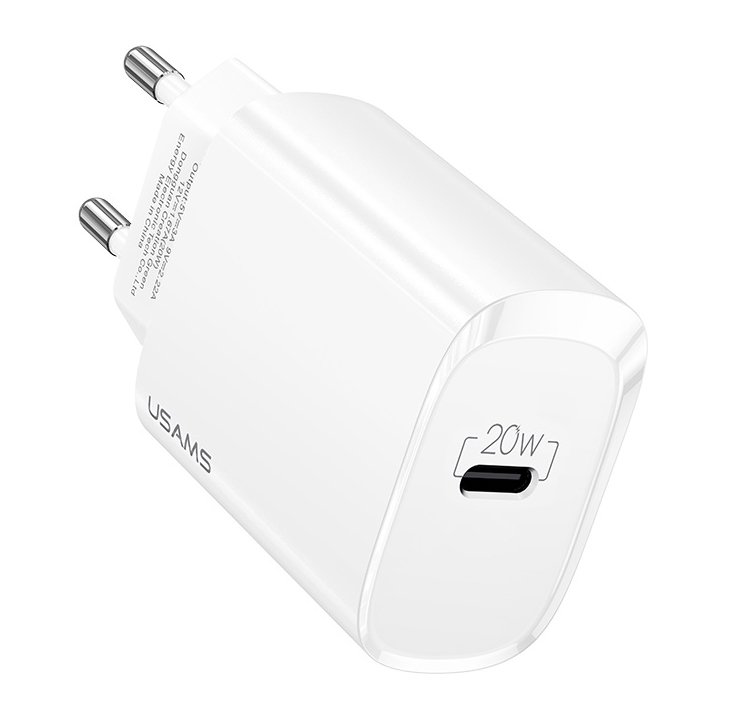 USAMS φορτιστής τοίχου US-CC131, 1x type-C, PD3.0 20W 3A, λευκός