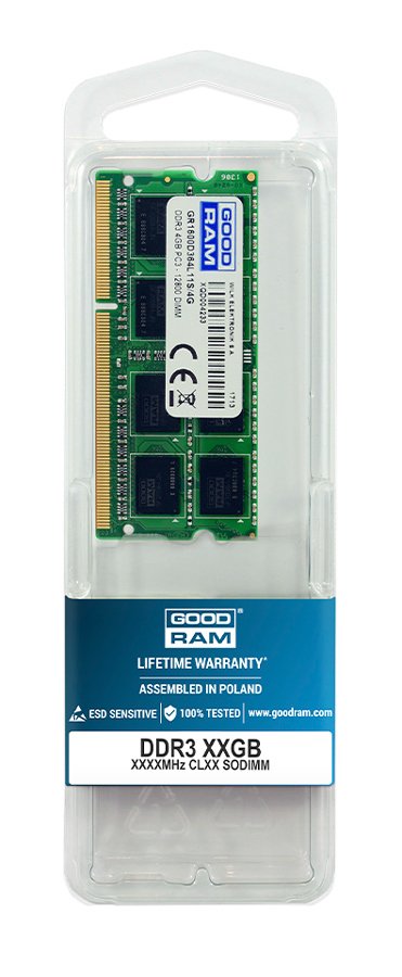 GOODRAM Μνήμη DDR3 SODIMM GR1600S364L11-8G, 8GB, 1600MHz PC3-12800, CL11