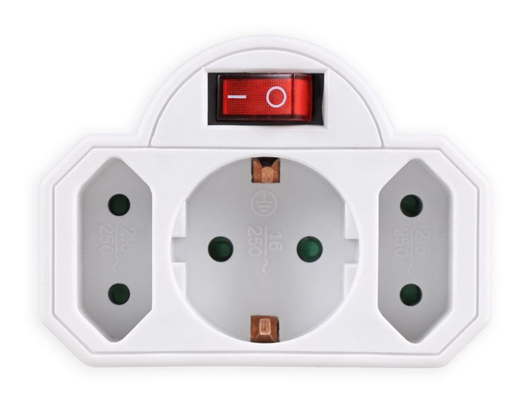 POWERTECH αντάπτορας ρεύματος PT-826, 1x schuko, 2x euro, 16A, λευκός