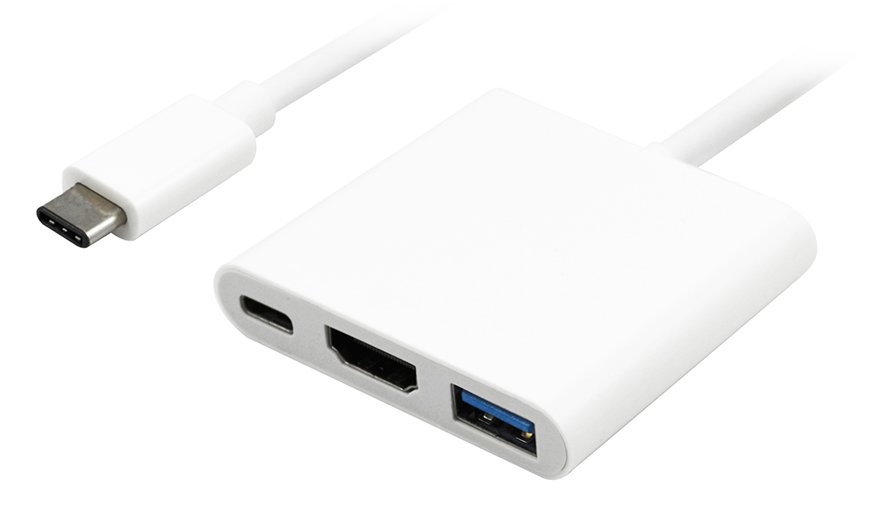 POWERTECH docking station PTH-038, 3 θυρών, USB-C σύνδεση, 4K, λευκό