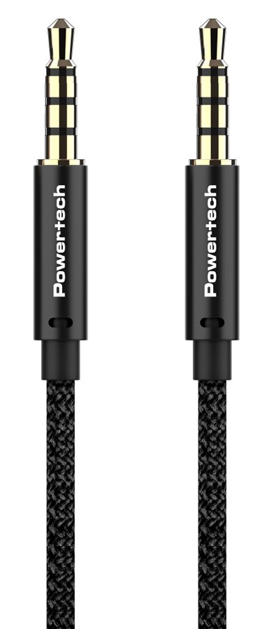 POWERTECH καλώδιο 3.5mm prime PTR-0089, AUX, 4 pin, copper, 1m, μαύρο