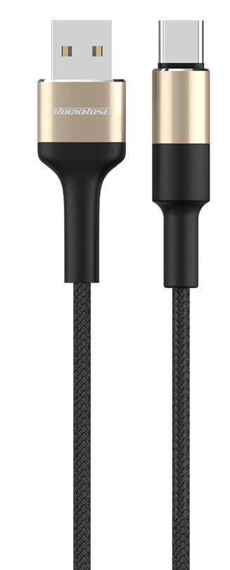 ROCKROSE καλώδιο USB σε USB Type-C Acacia AC, 2.4A 12W, 1m, χρυσό-μαύρο