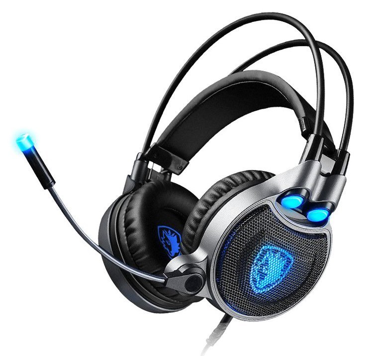 SADES gaming headset SA-R1, USB, 50mm, 7.1CH, LED, μαύρο