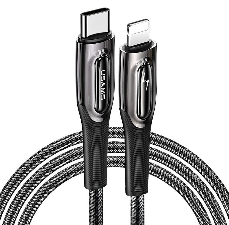 USAMS Καλώδιο USB Type-C σε Lightning SJ496USB01, 20W, 1.2m, μαύρο