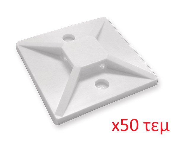 POWERTECH Αυτοκόλλητη βάση δεματικών, 30 x 30, 50τεμ, White