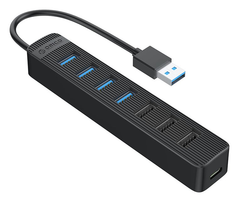 ORICO USB Hub TWC3-7A, 1x USB Type-C, 7x USB 3.0 ports, μαύρο