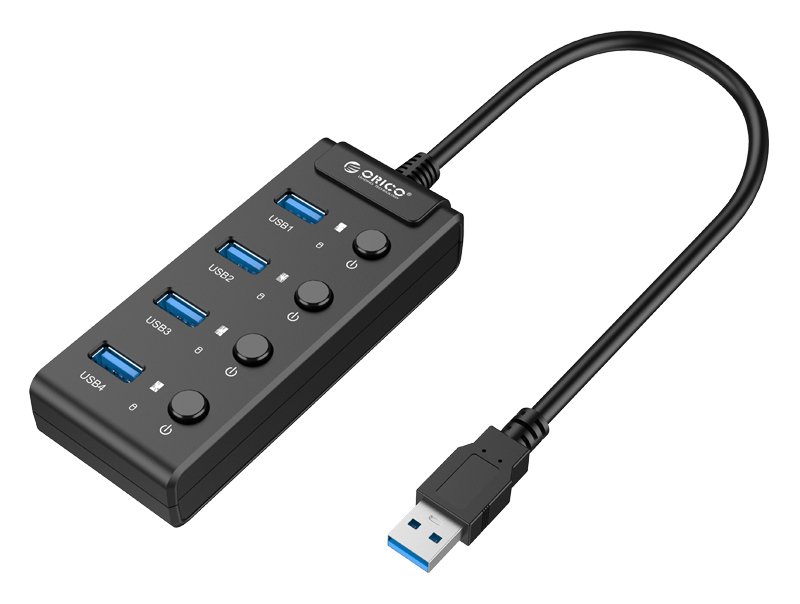 ORICO USB 3.0 Hub W9PH4-U3, 4x USB3.0 ports, 5Gbps, μαύρο