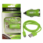 VOLTE-TEL MICRO USB(ΦΟΡΤΙΣΗΣ-DATA VCD01+ΦΟΡΤΙΣΤΗΣ ΑΥΤΟΚΙΝΗΤΟΥ VCU09 1200mA) GREEN