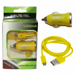 VOLTE-TEL MICRO USB(ΦΟΡΤΙΣΗΣ-DATA VCD01+ΦΟΡΤΙΣΤΗΣ ΑΥΤΟΚΙΝΗΤΟΥ VCU09 1200mA) YELLOW