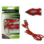 VOLTE-TEL LIGHTNING USB(ΦΟΡΤΙΣΗΣ-DATA VCD01+ΦΟΡΤΙΣΤΗΣ ΑΥΤΟΚΙΝΗΤΟΥ VCU09 1200mA)RED