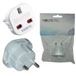 VOLTE-TEL ΑΝΤΑΠΤΟΡΑΣ ΑΓΓΛΙΚΟΣ 3 PIN FEMALE ΣΕ ΣΟΥΚΟ ΕΥΡΩΠΗΣ 2 PIN MALE (250V/10A) ΑΣΠΡΟΣ