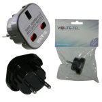 VOLTE-TEL ΑΝΤΑΠΤΟΡΑΣ ΑΓΓΛΙΚΟΣ 3 PIN FEMALE ΣΕ ΣΟΥΚΟ ΕΥΡΩΠΗΣ 2 PIN MALE (250V/10A) ΜΑΥΡΟΣ