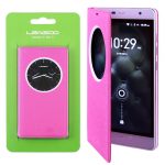 ΘΗΚΗ LEAGOO ELITE 4 LEATHER BATTERY COVER VIEW BOOK PINK OR