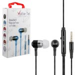 HANDS FREE UNIVERSAL 3.5mm 1.2m BRAIDED VT780 STEREO ON/OFF BLACK VOLTE-TEL