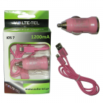VOLTE-TEL LIGHTNING USB(ΦΟΡΤΙΣΗΣ-DATA VCD01+ΦΟΡΤΙΣΤΗΣ ΑΥΤΟΚΙΝΗΤΟΥ VCU09 1200mA)PINK iOS7