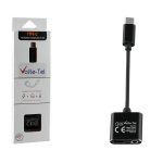 VOLTE-TEL ΜΕΤΑΤΡΟΠΕΑΣ 2 IN 1 ΦΟΡΤΙΣΗΣ ΚΑΙ AUDIO ADAPTER TYPE C TO 3.5MM JACK+TYPE C 2.4A BLACK