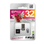 SILICON POWER USB FLASH DRIVE 32GB TOUCH T01 (ΑΔΙΑΒΡΟΧΟ)+OTG ADAPTOR SP032GBUF2TM1V1K
