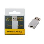 NSP ΜΕΤΑΤΡΟΠΕΑΣ LONG TYPE C FEMALE ΣΕ USB 3.0 MALE 2.4A SILVER