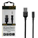 NSP USB ΦΟΡΤΙΣΗΣ-DATA MAGNETIC BRAIDED NSC02 4.0A QC 3.0 1.2m BLACK