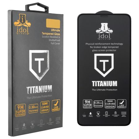 IDOL 1991 TEMPERED GLASS SAMSUNG A42 5G A426 6.6" 9H 0.25mm TITANIUM SEMI CURVED FULL GLUE BLACK
