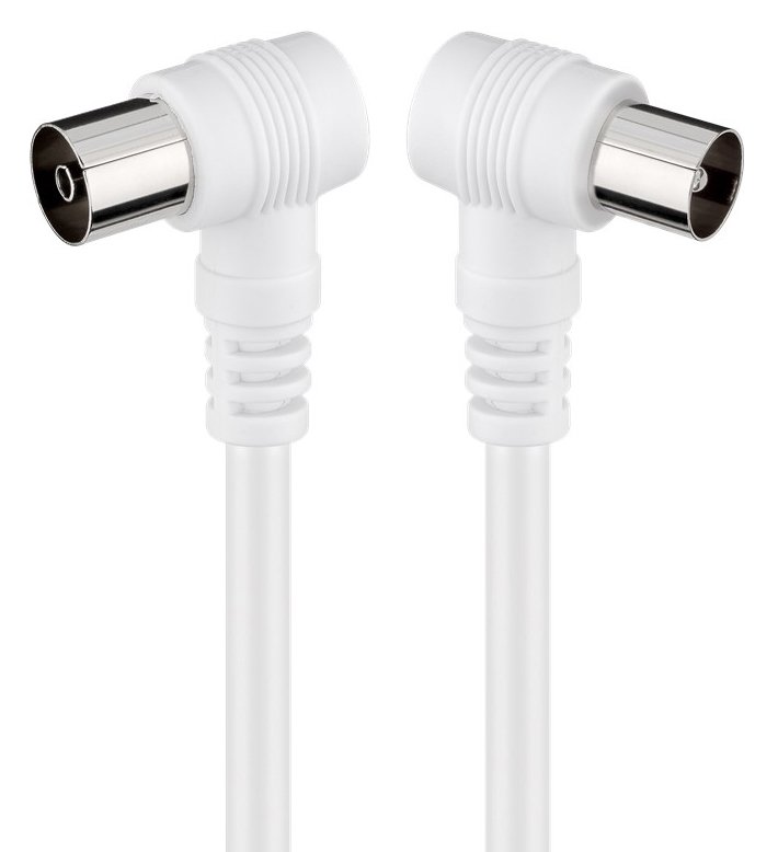 GOOBAY καλώδιο κεραίας αρσενικό σε θηλυκό 11521, γωνιακό, 2.5m, λευκό
