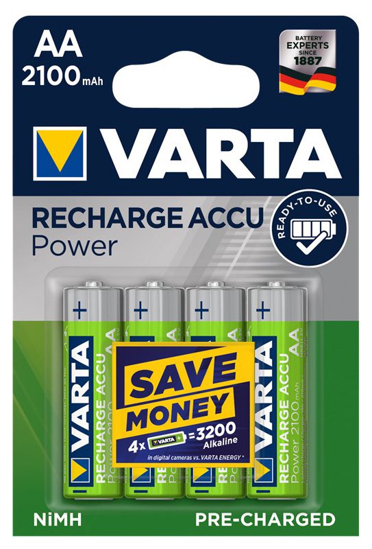 VARTA Power επαναφορτιζόμενη μπαταρία 43462, 2100mAh AA HR6 Mignon, 4τμχ