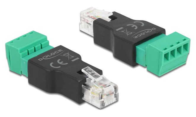 DELOCK αντάπτορας RJ11/14 σε Terminal Block 4pin 66527, 2-part, 1τμχ