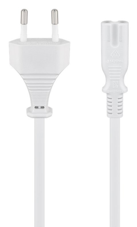 GOOBAY καλώδιο τροφοδοσίας Euro male 2x0.75 mm² 96035, 1.8m, λευκό