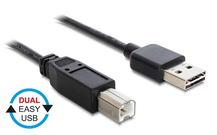 POWERTECH καλώδιο USB σε USB Type B CAB-U090, Dual Easy, 1.5m, μαύρο