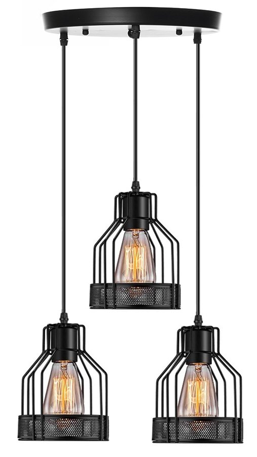 POWERTECH τρίφωτο φωτιστικό οροφής HLL-0003, E27, Φ14, μεταλλικό, μαύρο