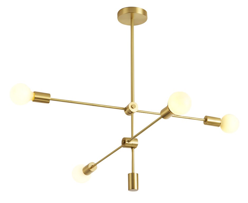 POWERTECH φωτιστικό οροφής HLL-0035, 4x E27, μεταλλικό, chrome gold