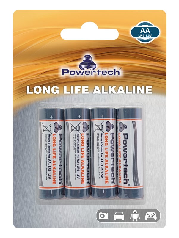 POWERTECH Long Life Αλκαλικές μπαταρίες PT-943, AA LR6 1.5V, 4τμχ
