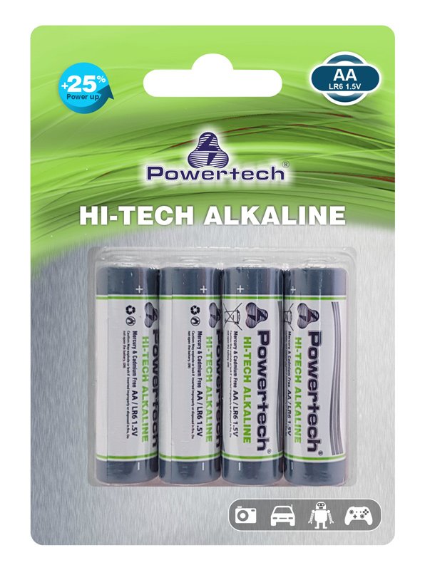POWERTECH Hi-Tech Αλκαλικές μπαταρίες PT-945, AA LR6 1.5V, 4τμχ