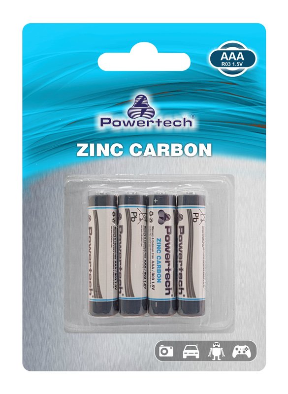 POWERTECH Zinc Carbon μπαταρίες PT-948, AAA R03 1.5V, 4τμχ
