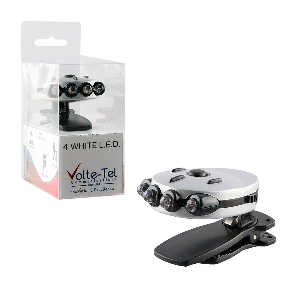VOLTE-TEL ΦΑΚΟΣ ΚΕΦΑΛΗΣ ΜΕ CLIP 4 LED SILVER (2xCR2032)
