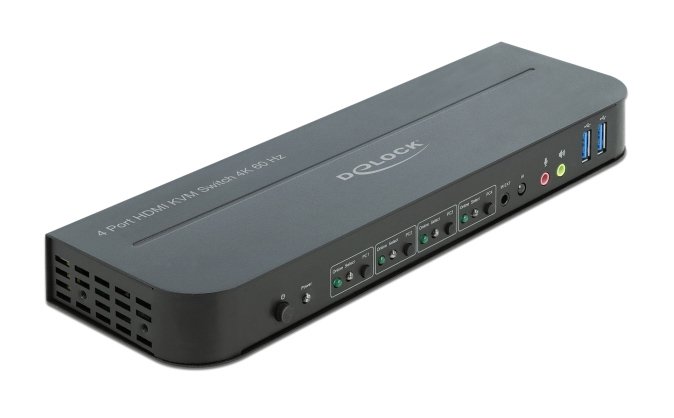 DELOCK HDMI KVM Switch 11483, 4 ports, USB 3.0, 3.5mm, 4K/60Hz, μαύρο