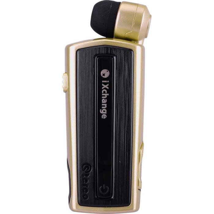 Retractable BT Headset w vibrator UA28 Gold iXchange