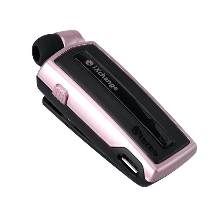 Retractable BT Headset w vibrator UA28 Rose Gold iXchange