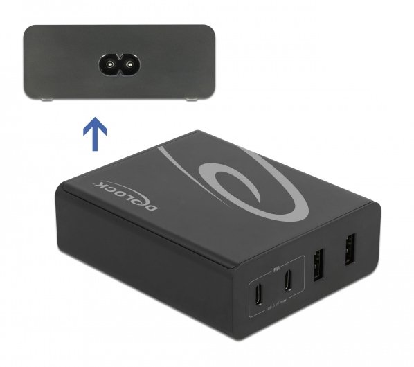 DELOCK USB σταθμός φόρτισης 41440 112W, 2x USB Type-C PD, 2x USB, μαύρος