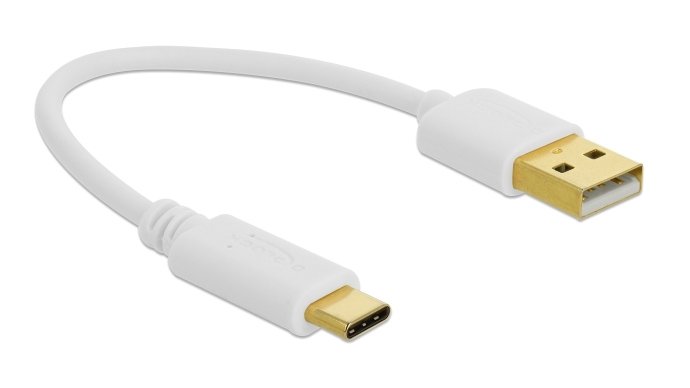 DELOCK καλώδιο USB σε USB Type-C 85355, 3A, 22AWG, 0.15m, λευκό