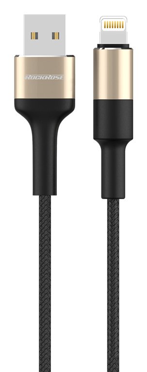 ROCKROSE καλώδιο USB σε Lightning Acacia AL, 2.4A 12W, 1m, χρυσό-μαύρο