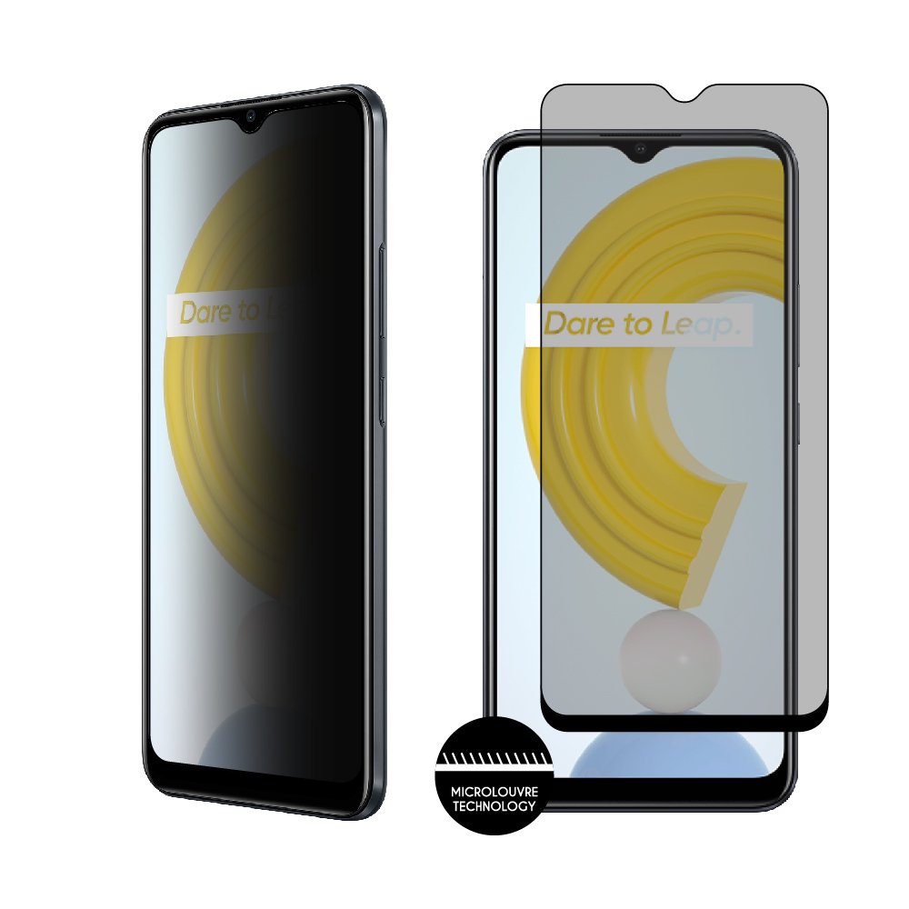 IDOL 1991 TEMPERED GLASS REALME C21 6.5" 9H 0.25mm PRIVACY ANTISPY SEMI CURVED FULL GLUE BLACK