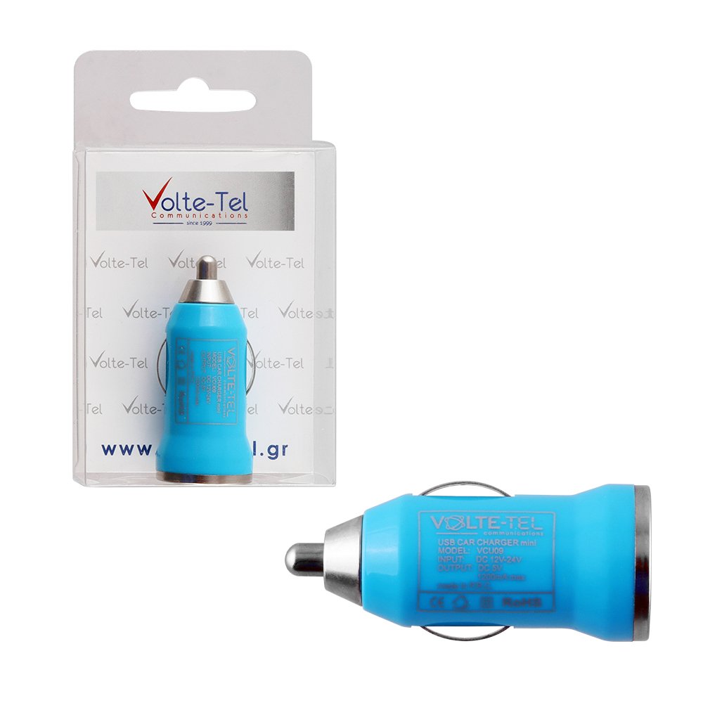 VOLTE-TEL USB ΦΟΡΤΙΣΤΗΣ ΑΥΤΟΚΙΝΗΤΟΥ mini VCU09 1200mA BLUE