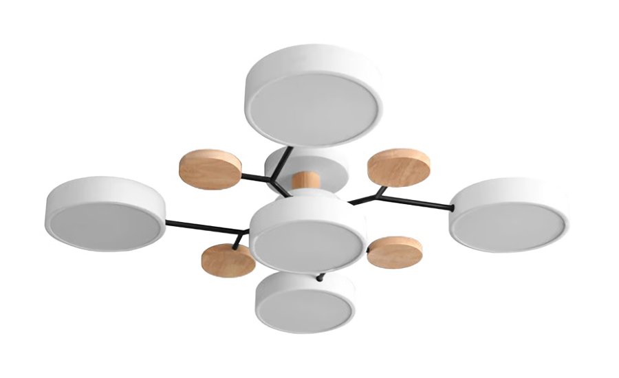 POWERTECH LED φωτιστικό οροφής HLL-0044, 60W, 4000K, 5x Φ18cm, λευκό