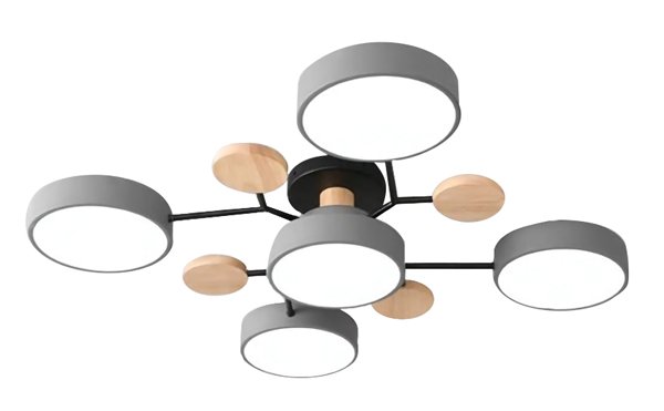 POWERTECH LED φωτιστικό οροφής HLL-0045, 60W, 4000K, 5x Φ18cm, γκρι