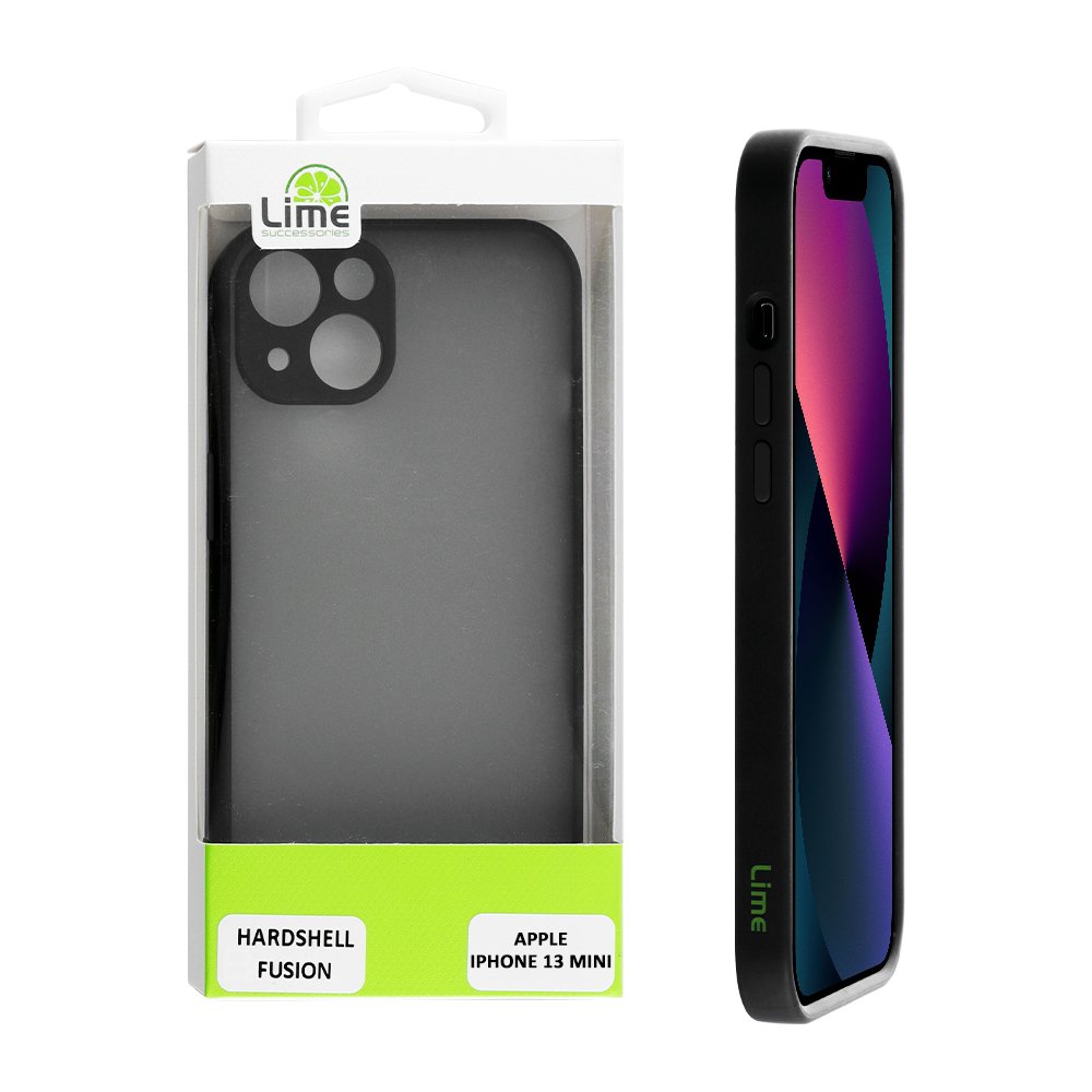 LIME ΘΗΚΗ IPHONE 13 MINI 5.4" HARDSHELL FUSION FULL CAMERA PROTECTION BLACK WITH BLACK KEYS